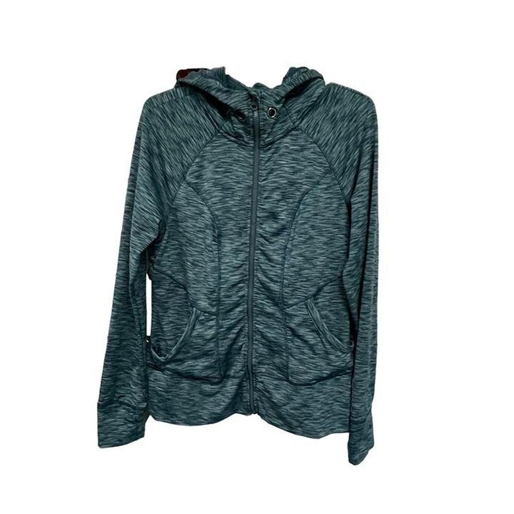 Women's Full-Zip Hoodie Jacket Athletic Fit Size Medium Teal Heather